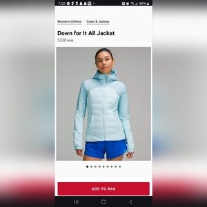 Lululemon down for it all jacket lavender pastel